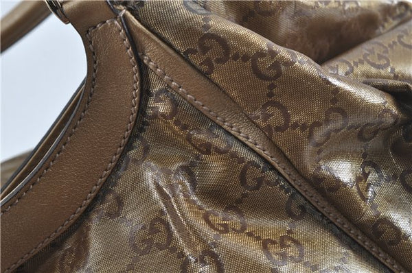 Authentic GUCCI Abbey GG Crystal Shoulder Tote Bag PVC Leather 189835 Gold J0782