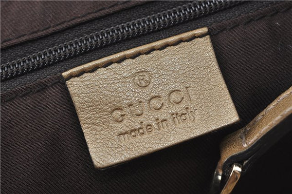 Authentic GUCCI Abbey GG Crystal Shoulder Tote Bag PVC Leather 189835 Gold J0782