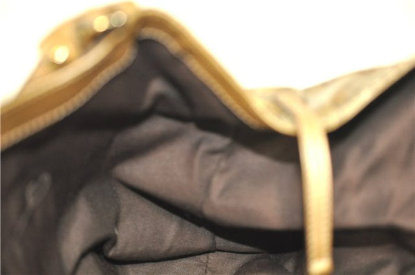 Authentic GUCCI Abbey GG Crystal Shoulder Tote Bag PVC Leather 189835 Gold J0782