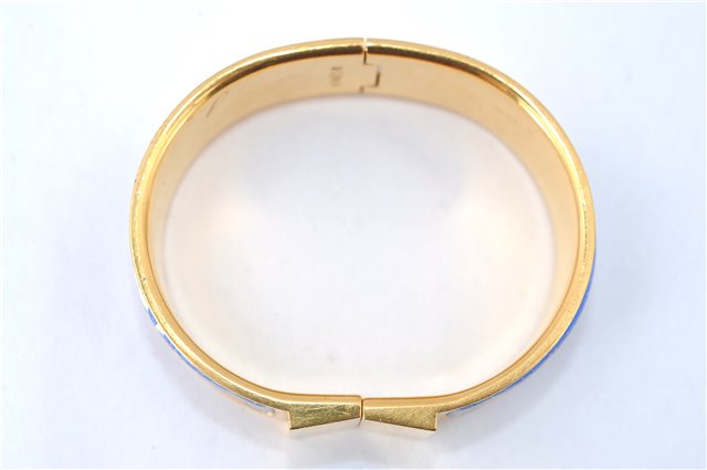 Authentic HERMES Email GM Bangle folding fan Motif Gold Black Blue  J0787