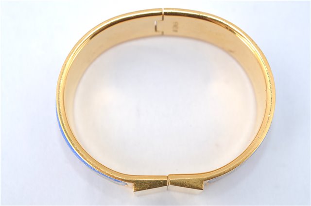 Authentic HERMES Email GM Bangle folding fan Motif Gold Black Blue  J0787