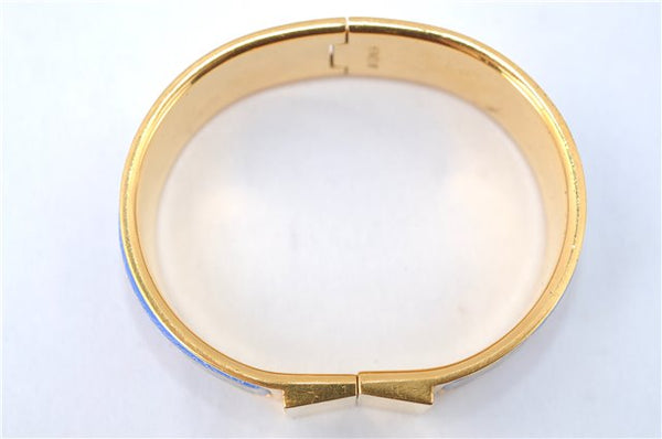 Authentic HERMES Email GM Bangle folding fan Motif Gold Black Blue  J0787