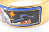 Authentic HERMES Email GM Bangle folding fan Motif Gold Black Blue  J0787