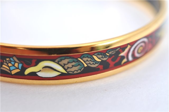 Authentic HERMES Email PM Bangle Shell Motif Gold Red  J0789