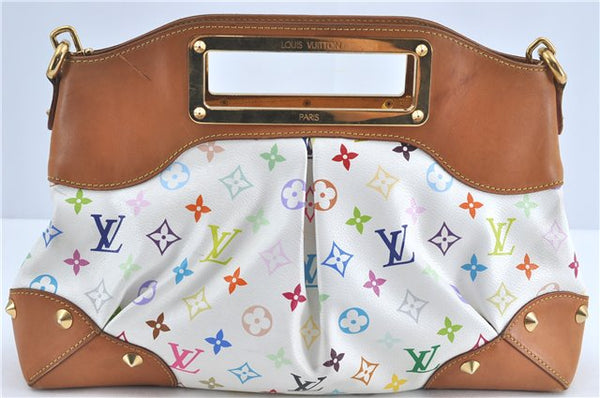 Auth Louis Vuitton Monogram Multicolor Judy MM 2Way Hand Bag M40255 White J0790