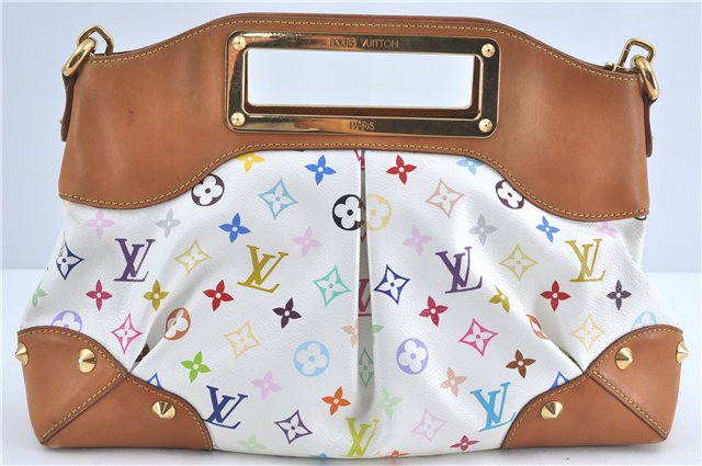 Auth Louis Vuitton Monogram Multicolor Judy MM 2Way Hand Bag M40255 White J0790