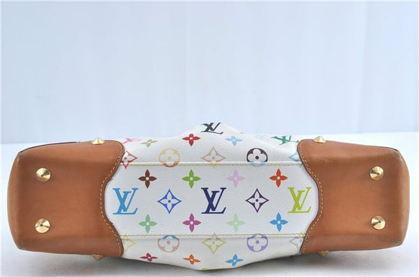 Auth Louis Vuitton Monogram Multicolor Judy MM 2Way Hand Bag M40255 White J0790