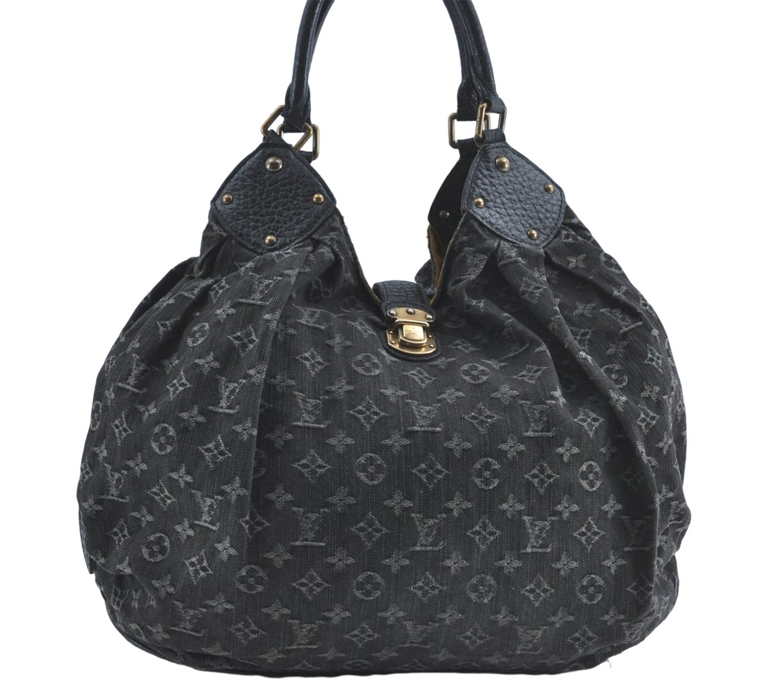 Auth Louis Vuitton Monogram Denim XL Shoulder Hand Bag Black M95510 LV J0793