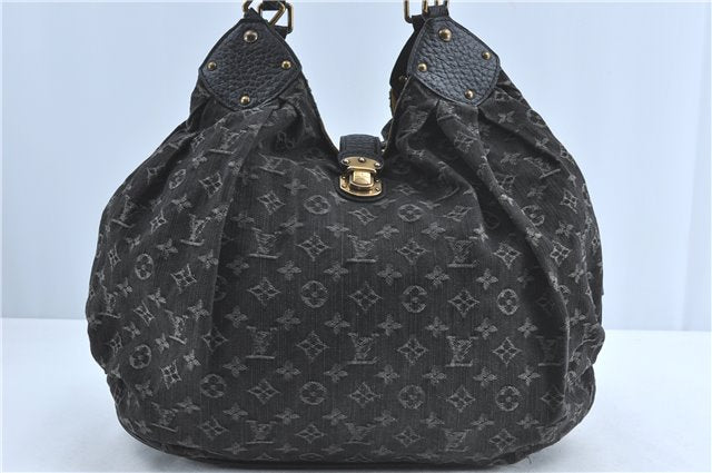 Auth Louis Vuitton Monogram Denim XL Shoulder Hand Bag Black M95510 LV J0793