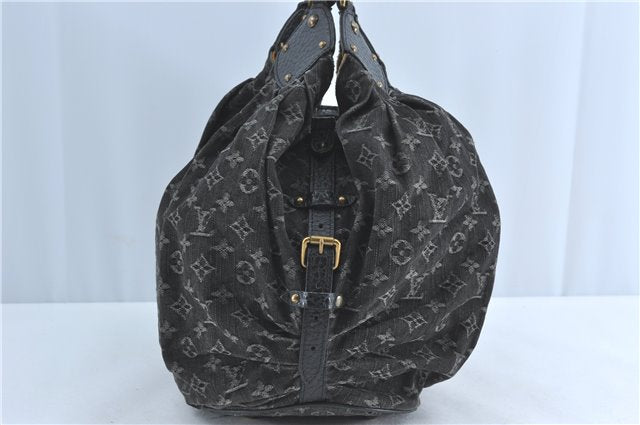 Auth Louis Vuitton Monogram Denim XL Shoulder Hand Bag Black M95510 LV J0793