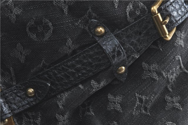 Auth Louis Vuitton Monogram Denim XL Shoulder Hand Bag Black M95510 LV J0793