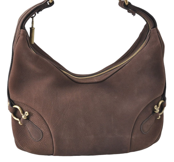 Authentic BURBERRY Vintage Leather Shoulder Hand Bag Purse Brown J0796