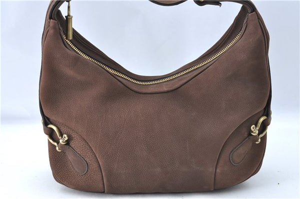 Authentic BURBERRY Vintage Leather Shoulder Hand Bag Purse Brown J0796