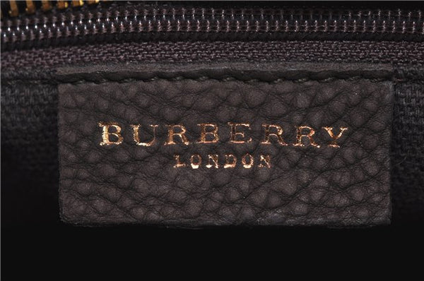 Authentic BURBERRY Vintage Leather Shoulder Hand Bag Purse Brown J0796