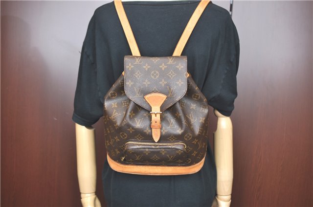 Authentic Louis Vuitton Monogram Montsouris MM Backpack M51136 LV J0804