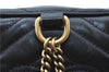 Auth GUCCI GG Marmont Double G Backpack Hand Bag Leather 598594 Black Box J0807