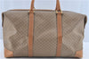 Authentic CELINE Macadam Blason Travel Boston Bag PVC Leather Beige Brown J0808