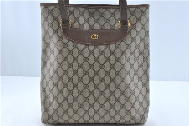 Authentic GUCCI Shoulder Tote Bag GG PVC Leather Brown J0809