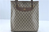 Authentic GUCCI Shoulder Tote Bag GG PVC Leather Brown J0809