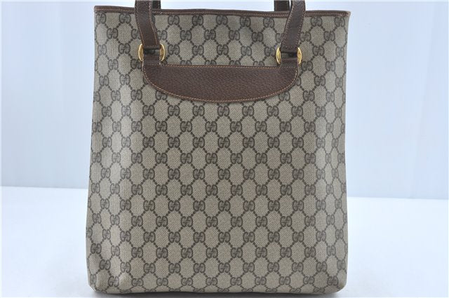 Authentic GUCCI Shoulder Tote Bag GG PVC Leather Brown J0809
