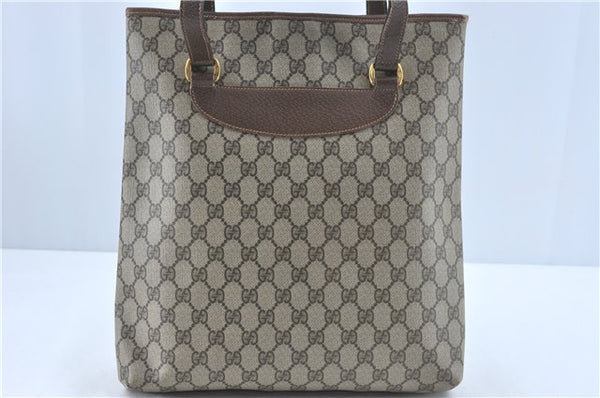 Authentic GUCCI Shoulder Tote Bag GG PVC Leather Brown J0809