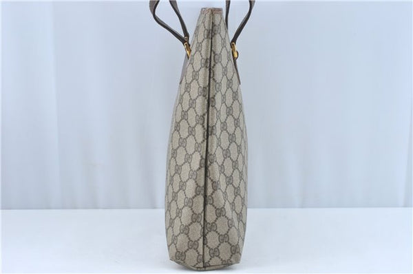 Authentic GUCCI Shoulder Tote Bag GG PVC Leather Brown J0809