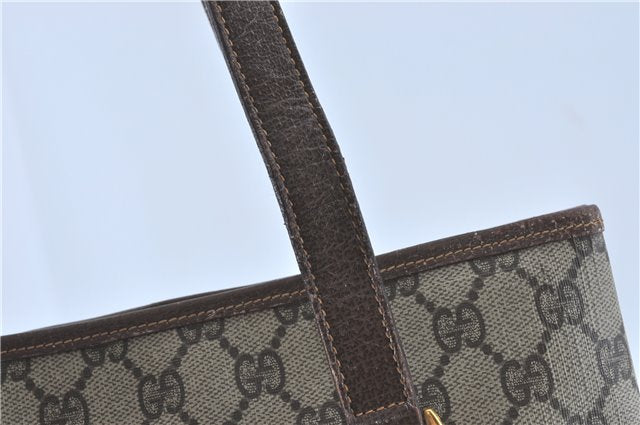 Authentic GUCCI Shoulder Tote Bag GG PVC Leather Brown J0809