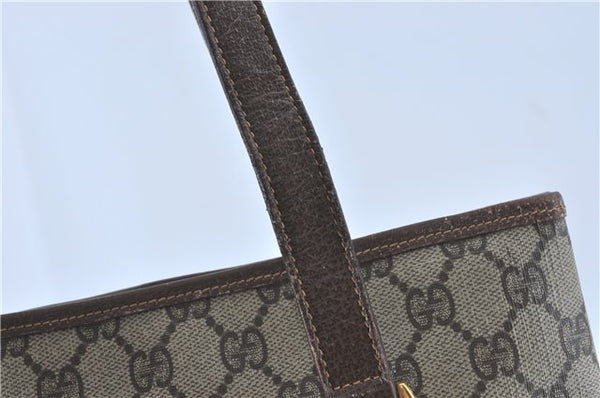 Authentic GUCCI Shoulder Tote Bag GG PVC Leather Brown J0809