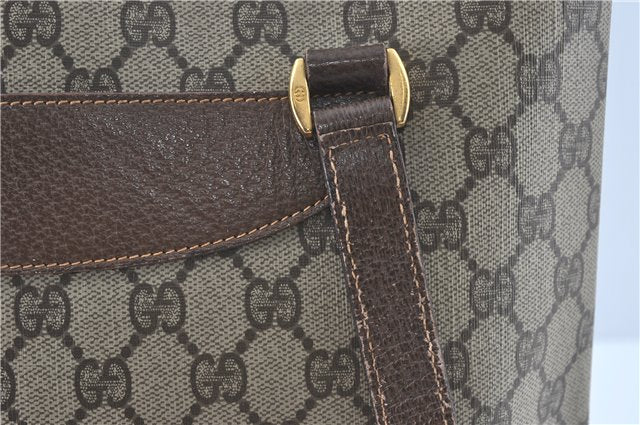Authentic GUCCI Shoulder Tote Bag GG PVC Leather Brown J0809