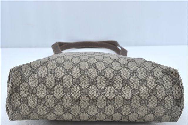 Authentic GUCCI Shoulder Tote Bag GG PVC Leather Brown J0809