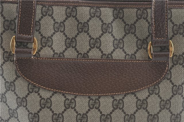 Authentic GUCCI Shoulder Tote Bag GG PVC Leather Brown J0809