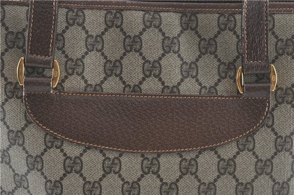 Authentic GUCCI Shoulder Tote Bag GG PVC Leather Brown J0809