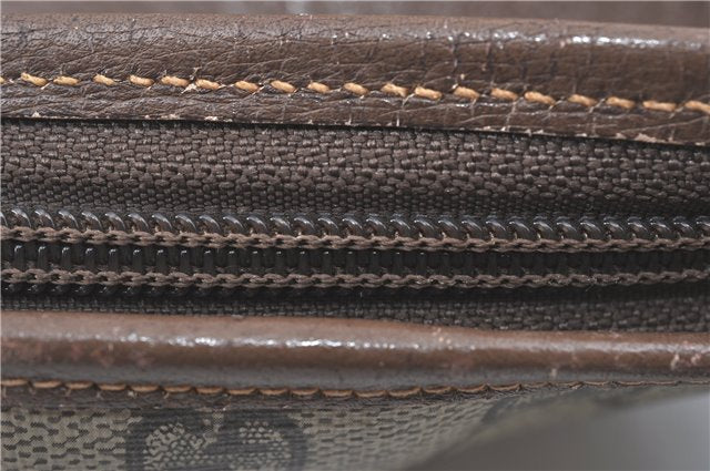 Authentic GUCCI Shoulder Tote Bag GG PVC Leather Brown J0809