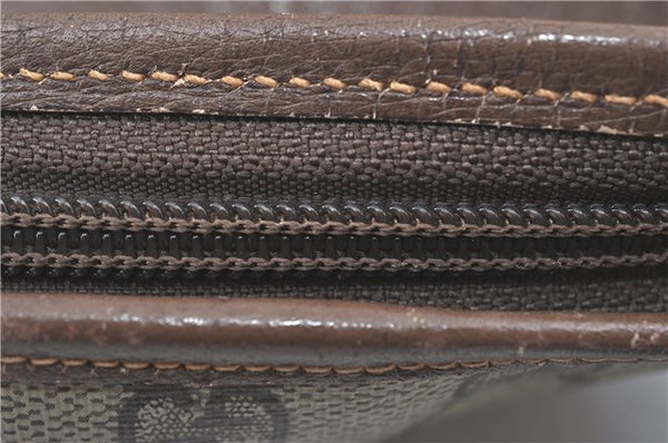 Authentic GUCCI Shoulder Tote Bag GG PVC Leather Brown J0809