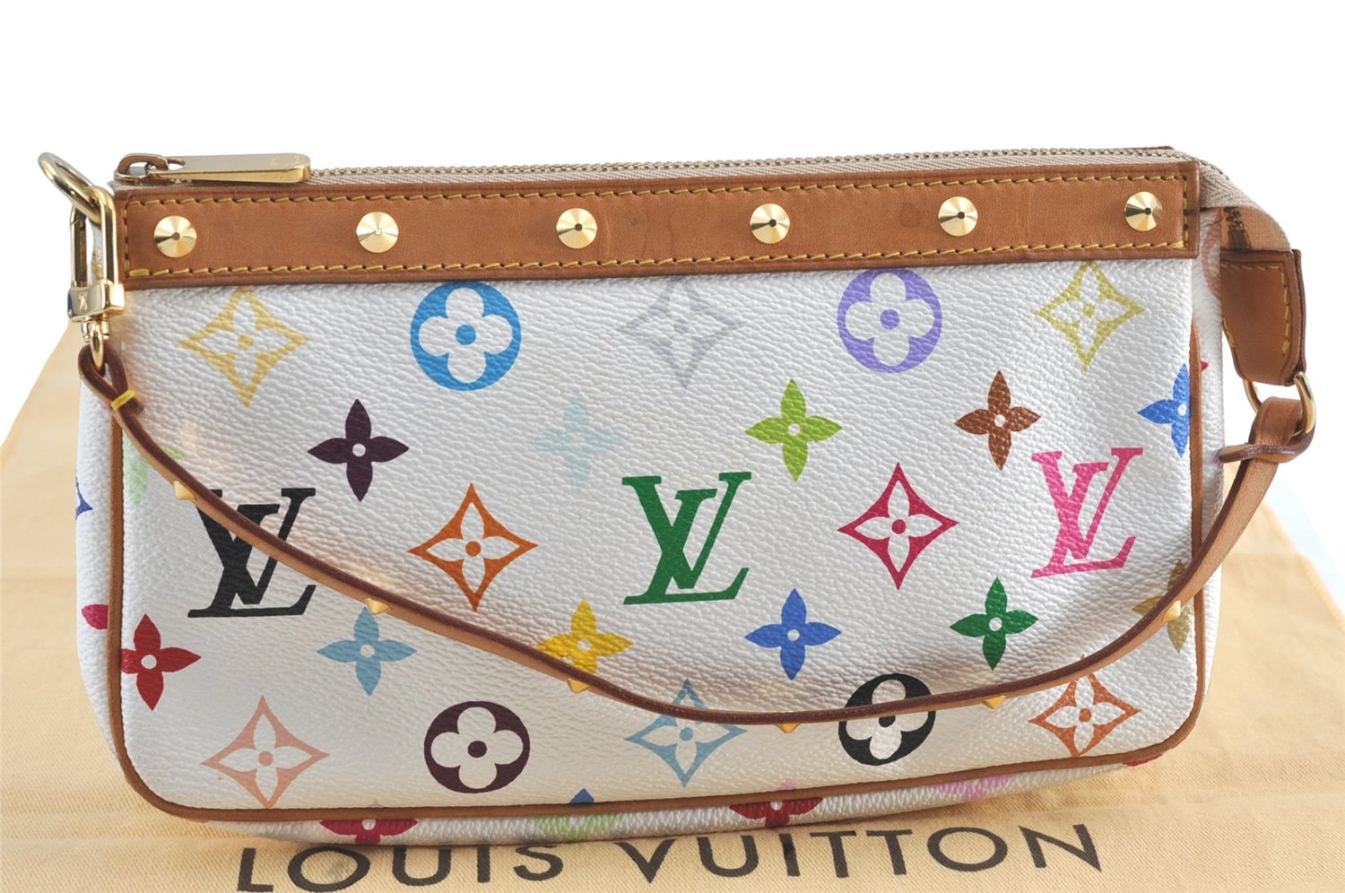 Louis Vuitton Monogram Multicolor Pochette Accessoires Pouch M92649 White J0818