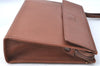 Authentic Burberrys Vintage Leather Clutch Hand Bag Brown J0822