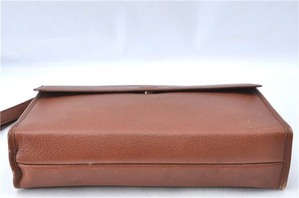 Authentic Burberrys Vintage Leather Clutch Hand Bag Brown J0822