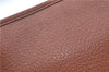 Authentic Burberrys Vintage Leather Clutch Hand Bag Brown J0822