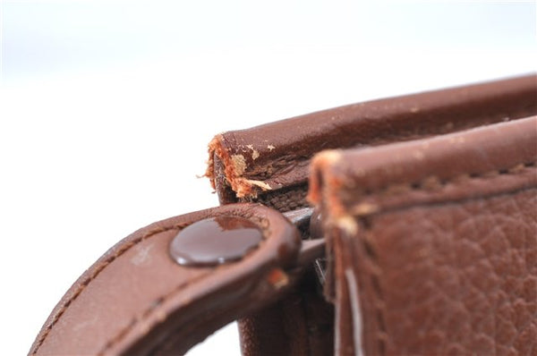 Authentic Burberrys Vintage Leather Clutch Hand Bag Brown J0822