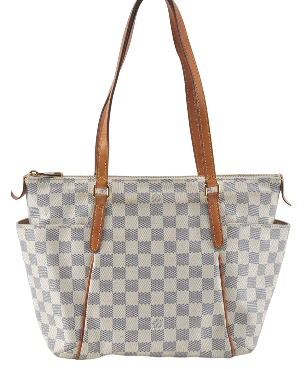 Authentic Louis Vuitton Damier Azur Totally PM Tote Bag White N41280 LV J0831