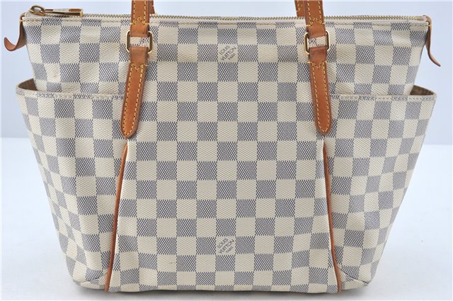 Authentic Louis Vuitton Damier Azur Totally PM Tote Bag White N41280 LV J0831