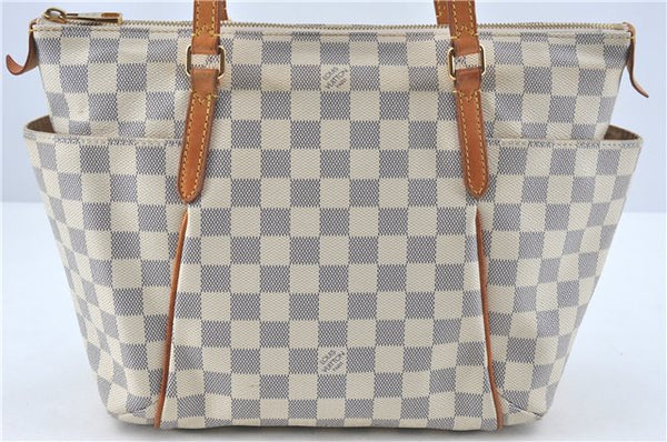 Authentic Louis Vuitton Damier Azur Totally PM Tote Bag White N41280 LV J0831