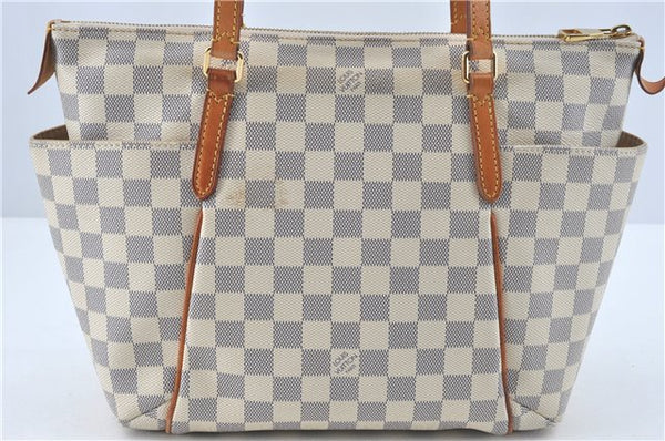 Authentic Louis Vuitton Damier Azur Totally PM Tote Bag White N41280 LV J0831