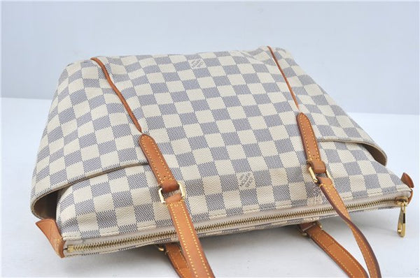 Authentic Louis Vuitton Damier Azur Totally PM Tote Bag White N41280 LV J0831