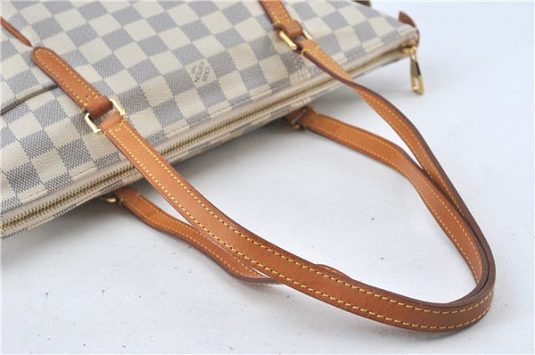 Authentic Louis Vuitton Damier Azur Totally PM Tote Bag White N41280 LV J0831