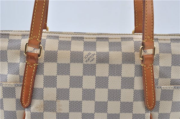 Authentic Louis Vuitton Damier Azur Totally PM Tote Bag White N41280 LV J0831