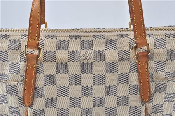 Authentic Louis Vuitton Damier Azur Totally PM Tote Bag White N41280 LV J0831