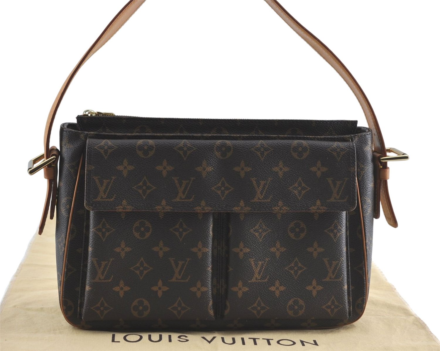 Authentic Louis Vuitton Monogram Viva Cite GM Shoulder Bag M51163 LV J0835