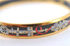 Authentic HERMES Email PM Bangle Weapon Motif Gold Black Red J0855