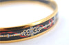 Authentic HERMES Email PM Bangle Weapon Motif Gold Black Red J0855